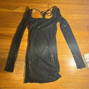 Black Sequin Lucy in the Sky Mini Dress Size XS